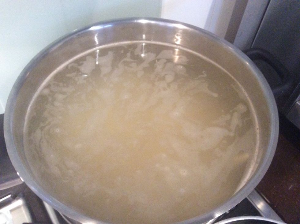 Add pasta to the boiling water. Add a teaspoon of salt to the water.