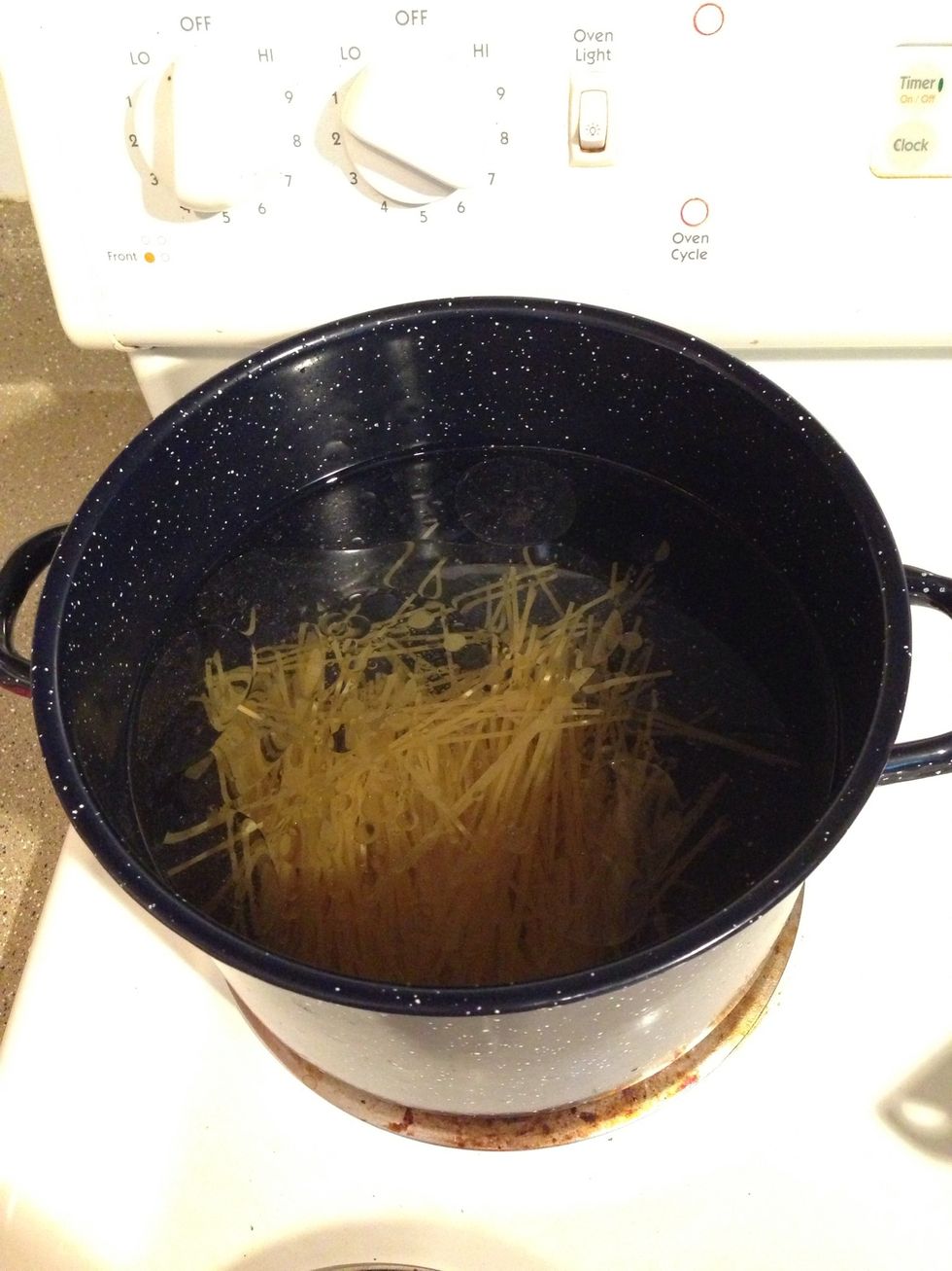 Add pasta we break ours in half