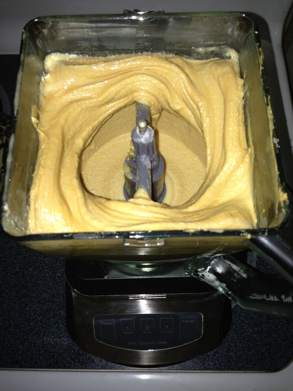 Add peanut butter and egg. Whip until creamy. Don't eat any, there's raw egg in there. Tempting!!!
