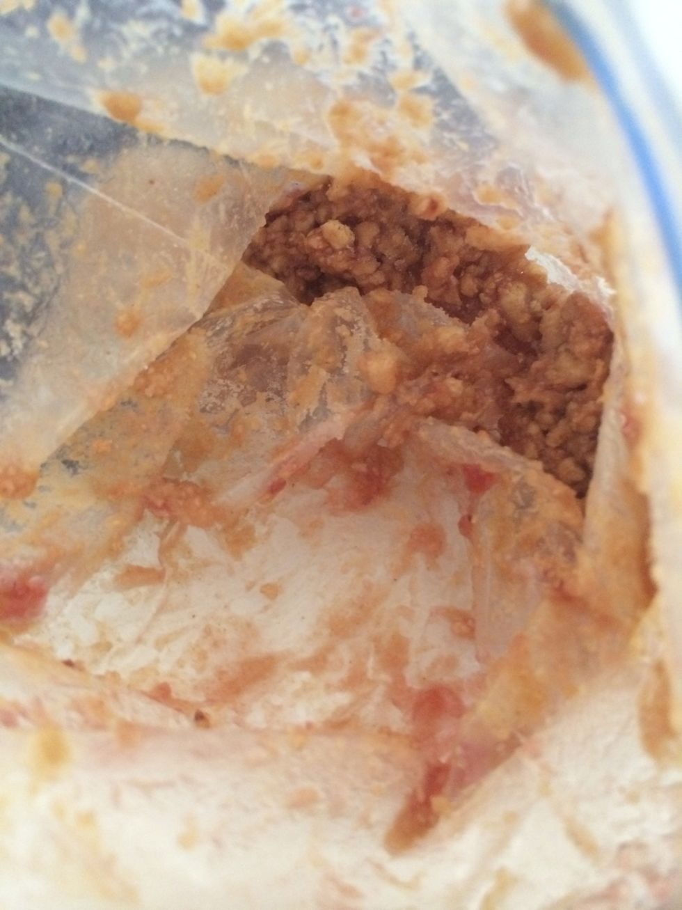 Add peanut butter and sugar.