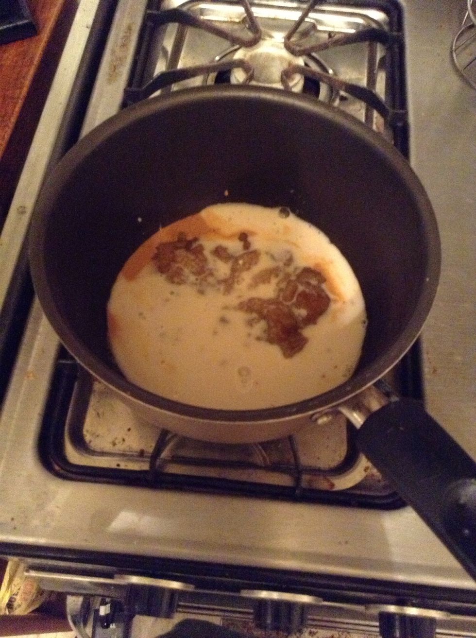 Add peanut butter, apple sauce, honey, and almond milk to a saucepan