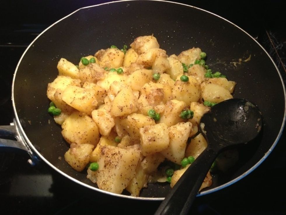 Add peas and add some ghee on top (for taste)