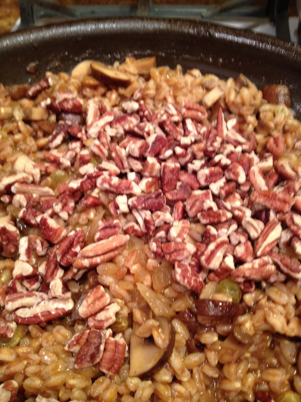 Add pecans to the risotto