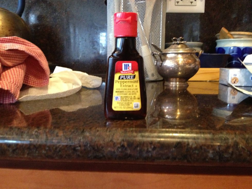 Add peppermint extract and mix just a bit more. It's better to go a little over 1/4th tsp