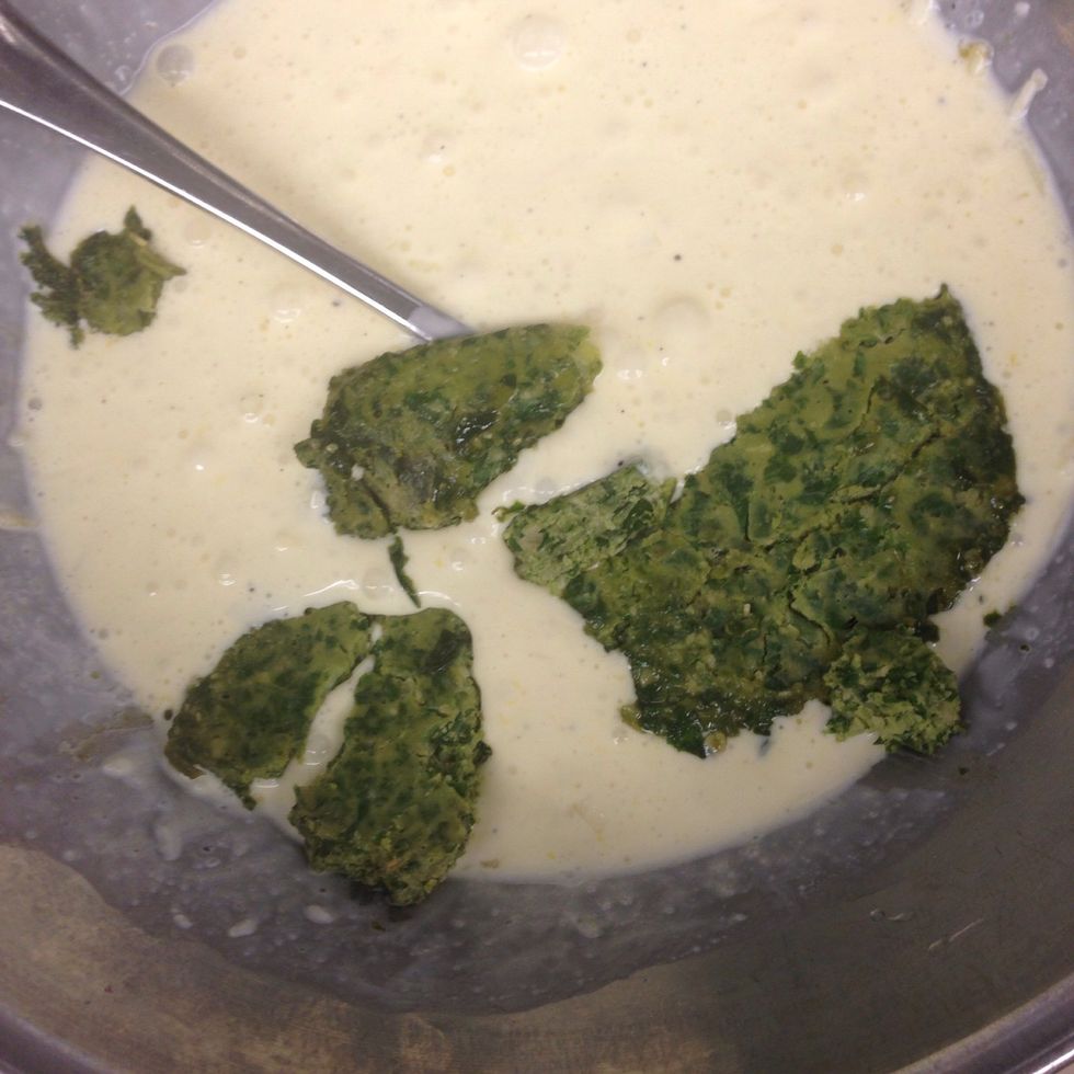 Add pesto, salt and pepper.