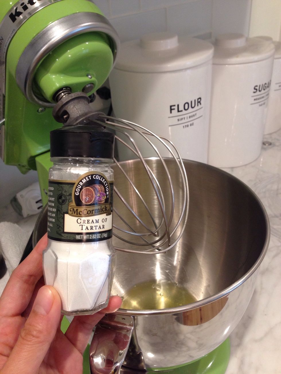 Add pinch of cream of tar tar in egg white