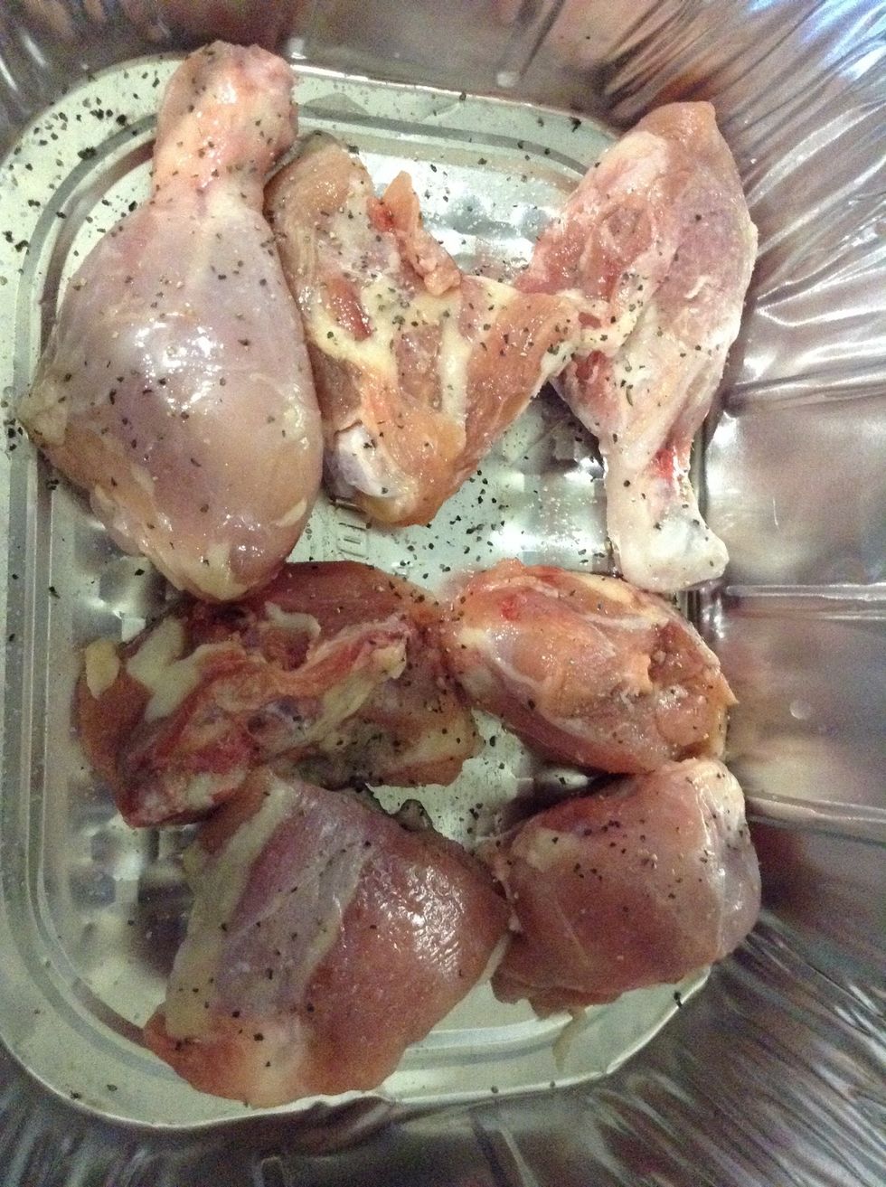 Add pinches of salt and pepper