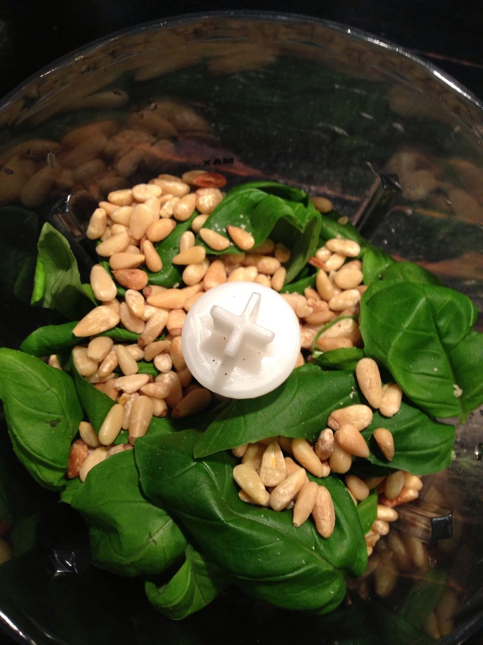 Add pine nuts (toasted)