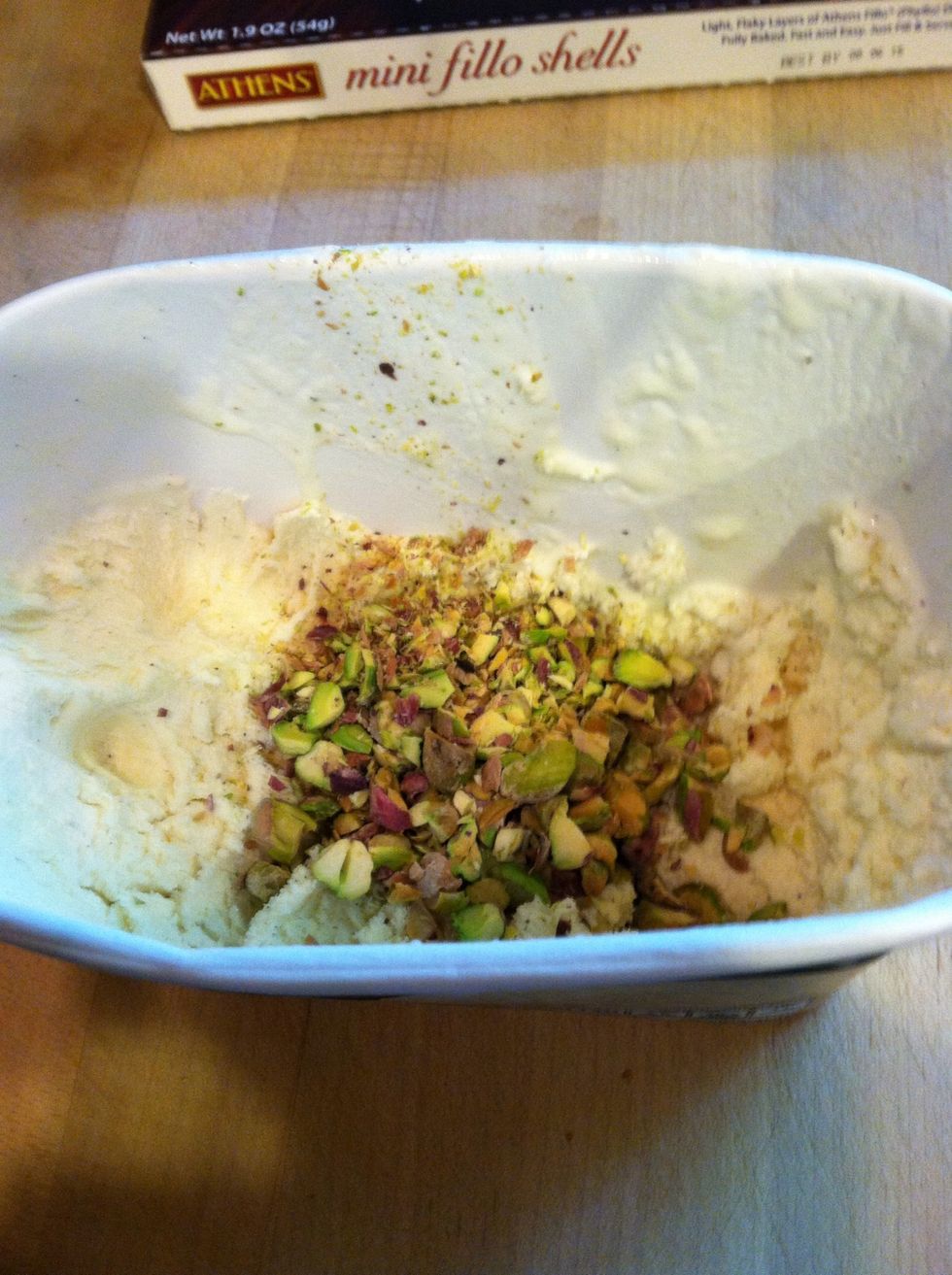 Add pistachios to ice cream