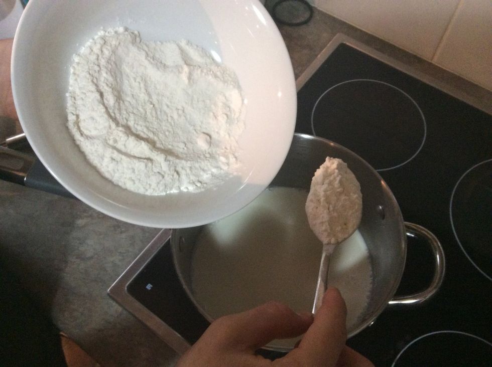 Add plain flour to milk.