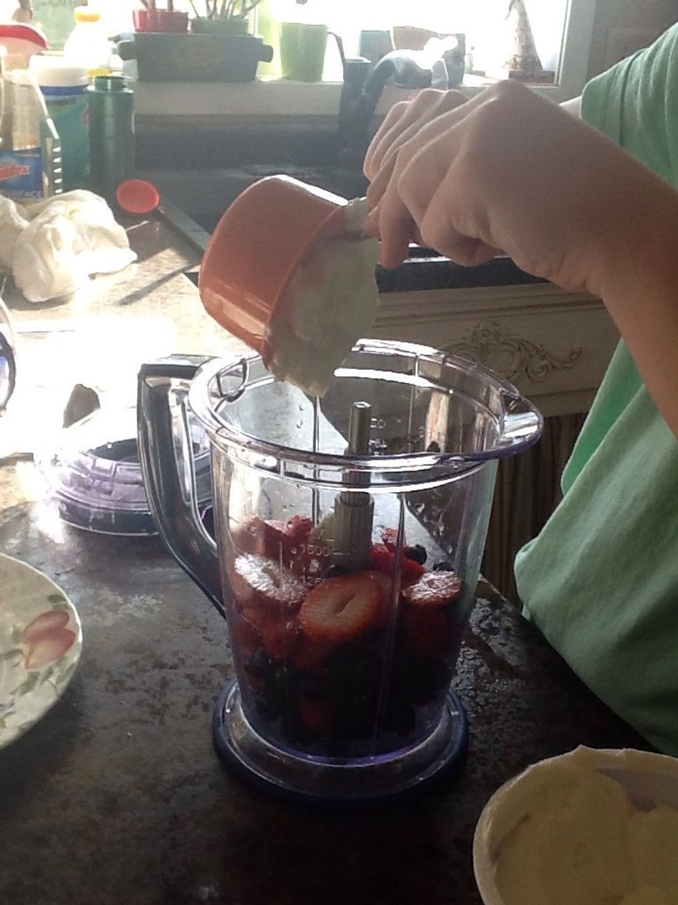 Add plain or vanilla yogurt. I used plain yogurt.