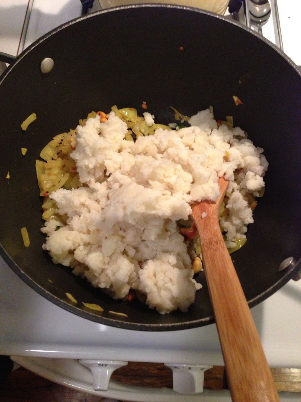Add potatoes, 1 cup of water. Simmer (low heat setting) for 10 min, stirring intermittently