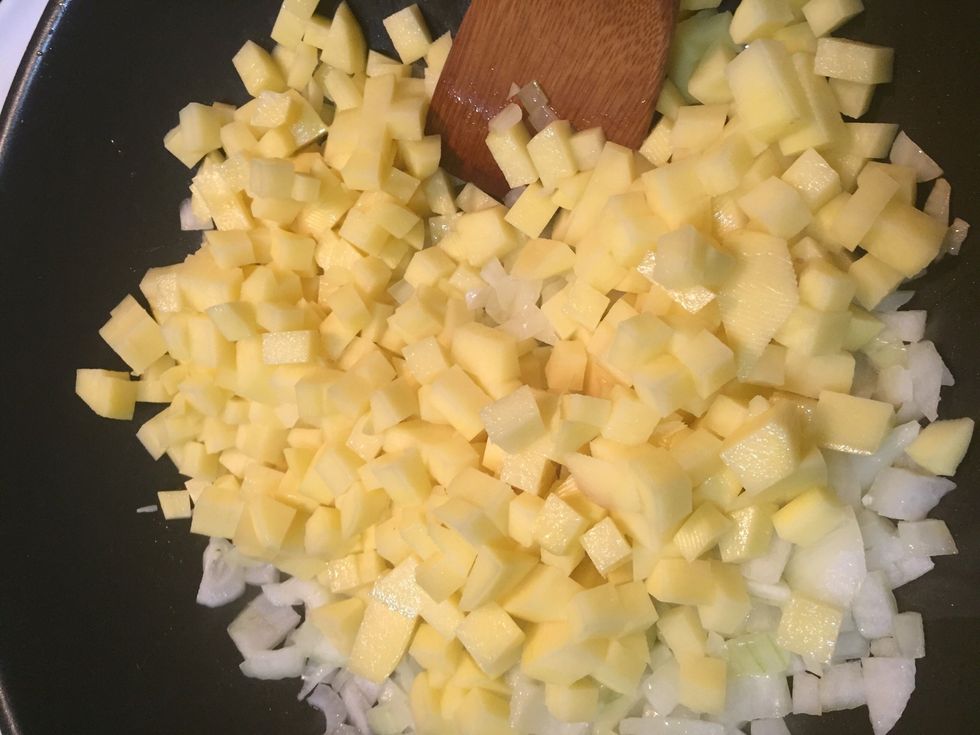 Add potatoes and cook for 5-7 min. Until it almost cooked.