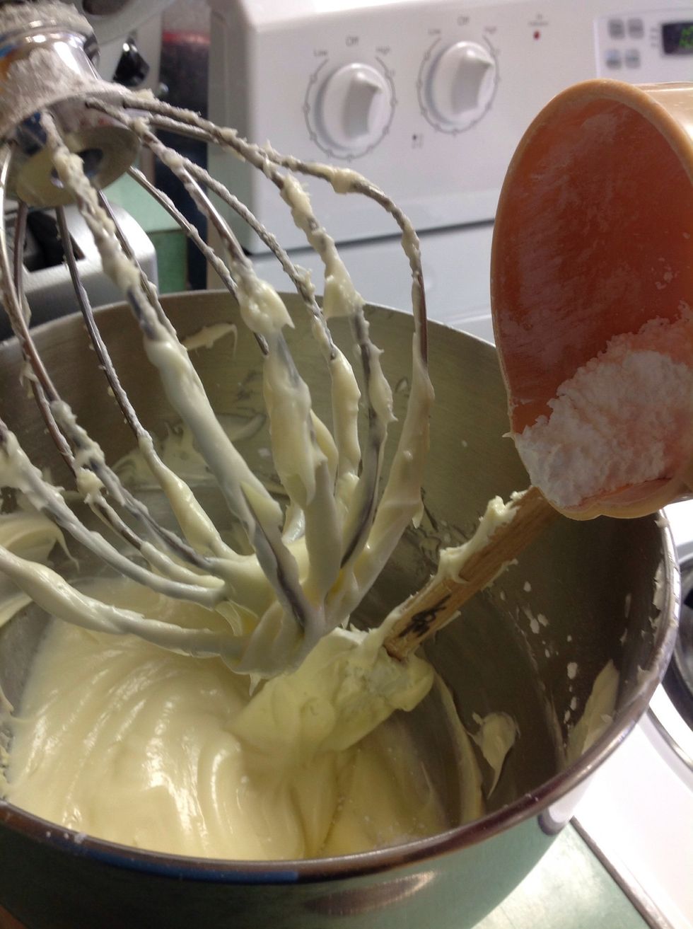 Add powder sugar, vanilla, and salt.