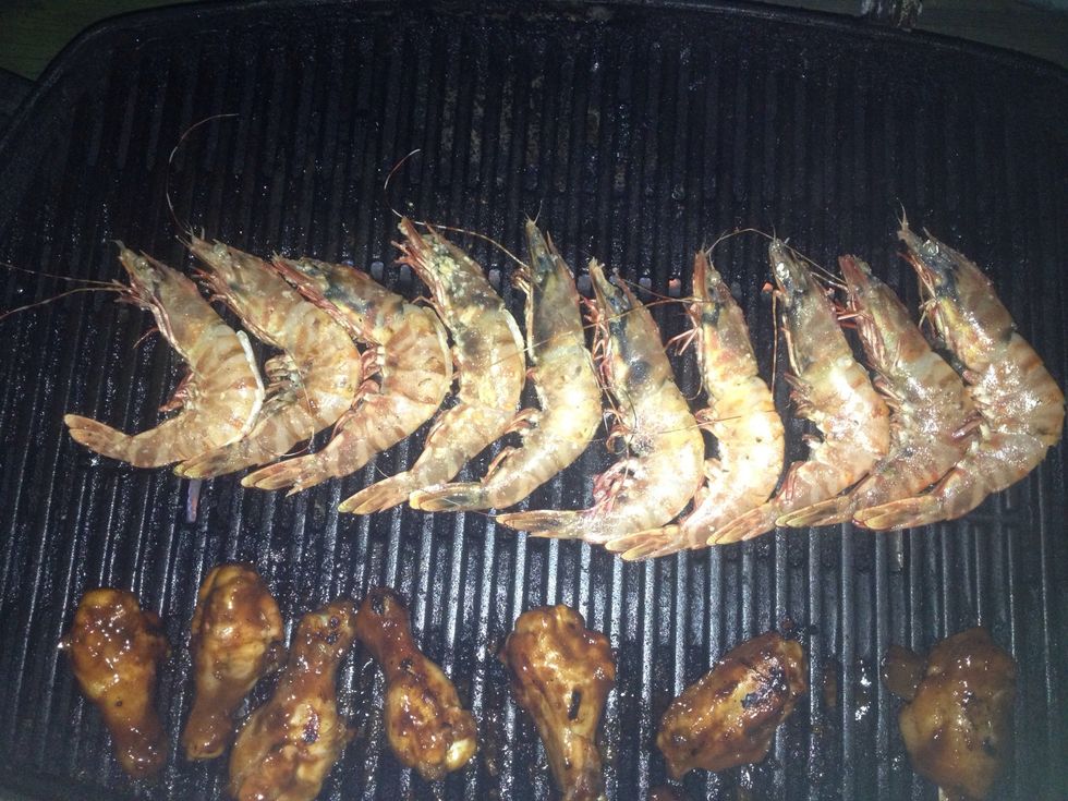 Add prawns to the BBQ