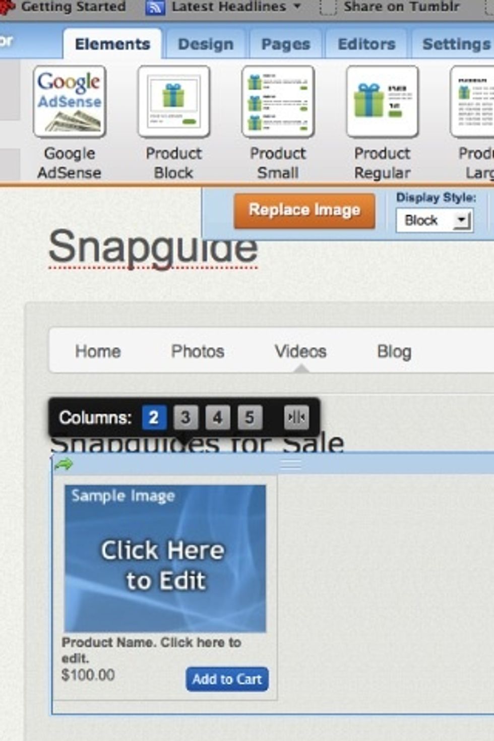 Add product widget to sell items online.