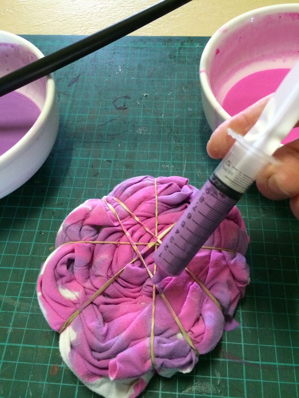 Add purple to the remaining white bits. Make sure you add enough paint to soak through otherwise you will end up with a lot of white.