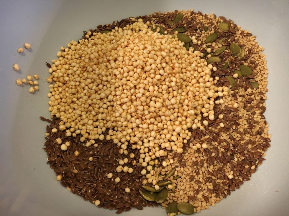 Add quinoa puffs.