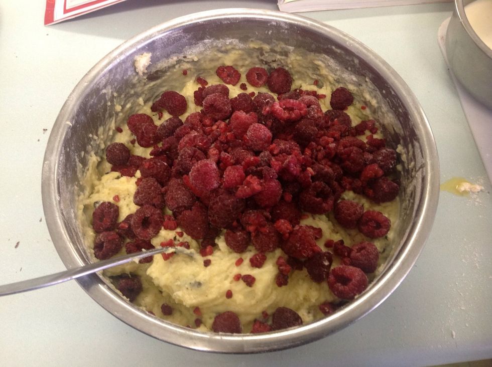 Add raspberries and gently fold in.
