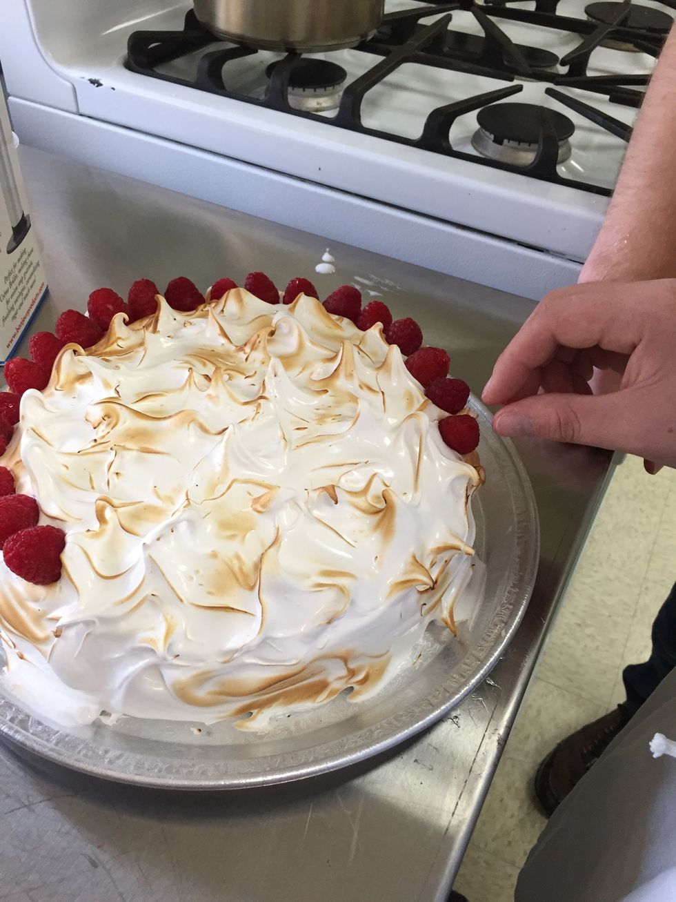 Add raspberries for garnish.