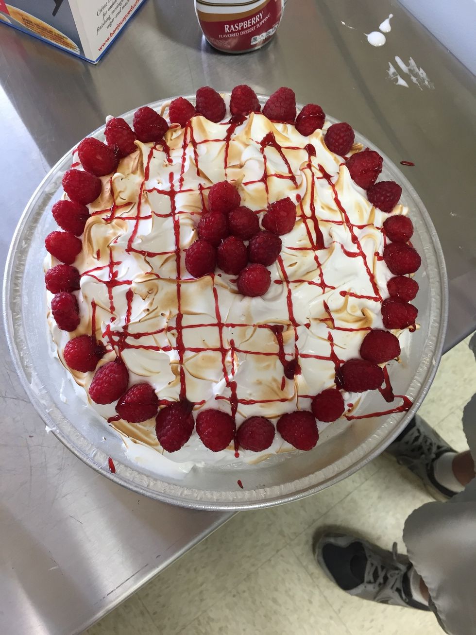 Add raspberry drizzle for garnish.