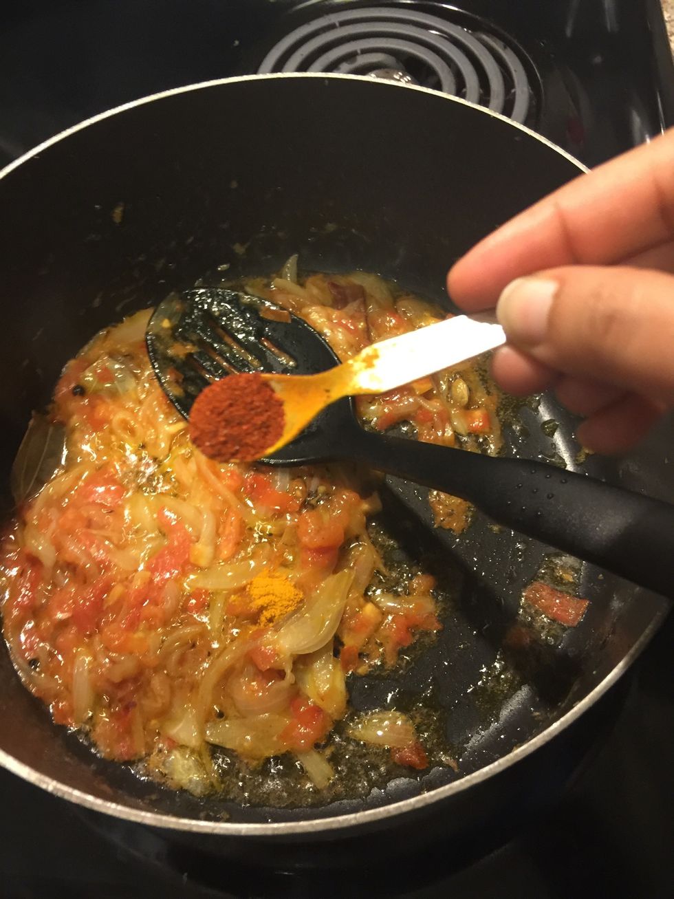 Add red chili powder.