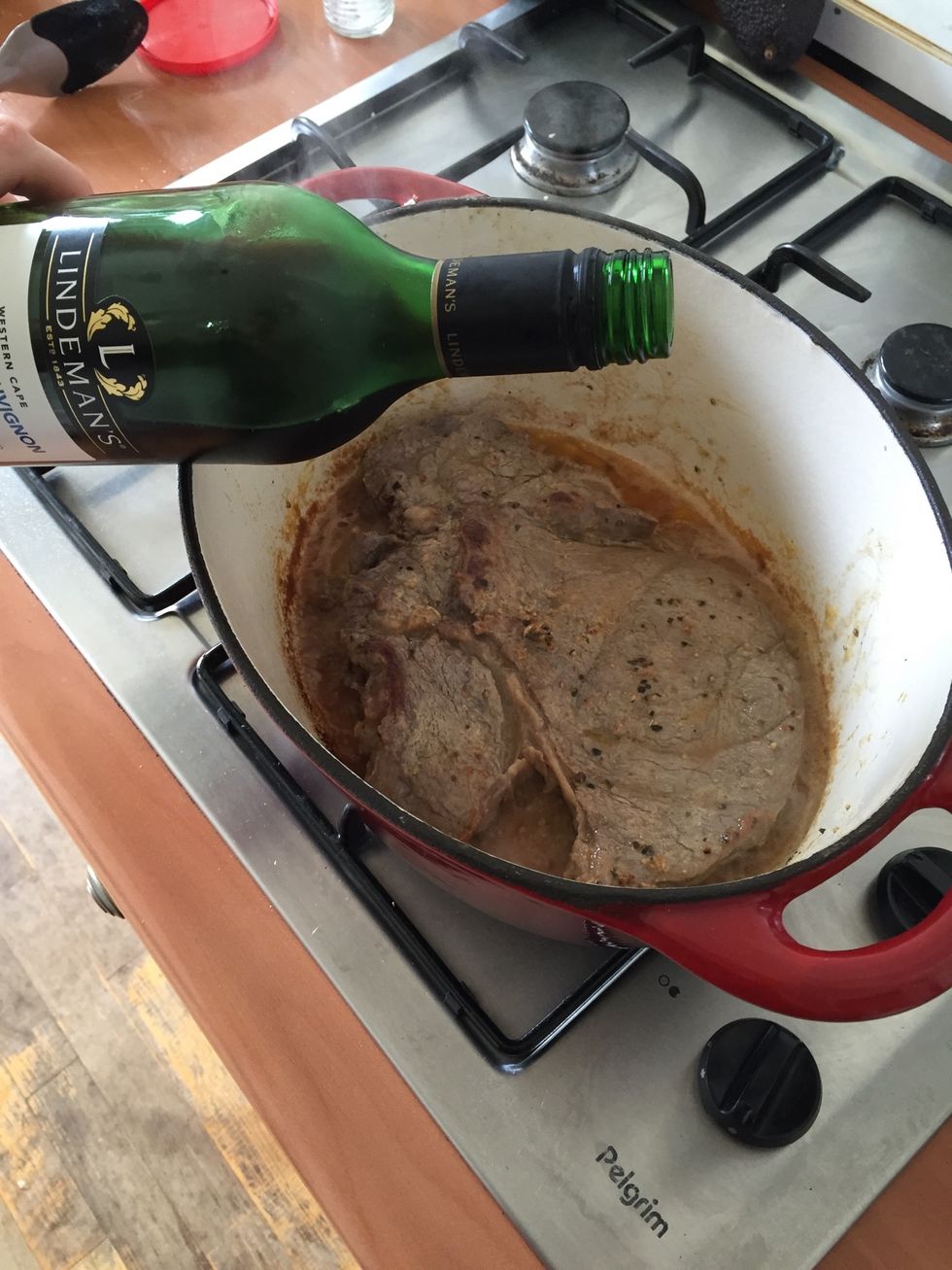 Add red wine...