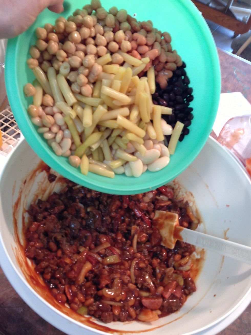 Add remainder of drained beans and stir in.