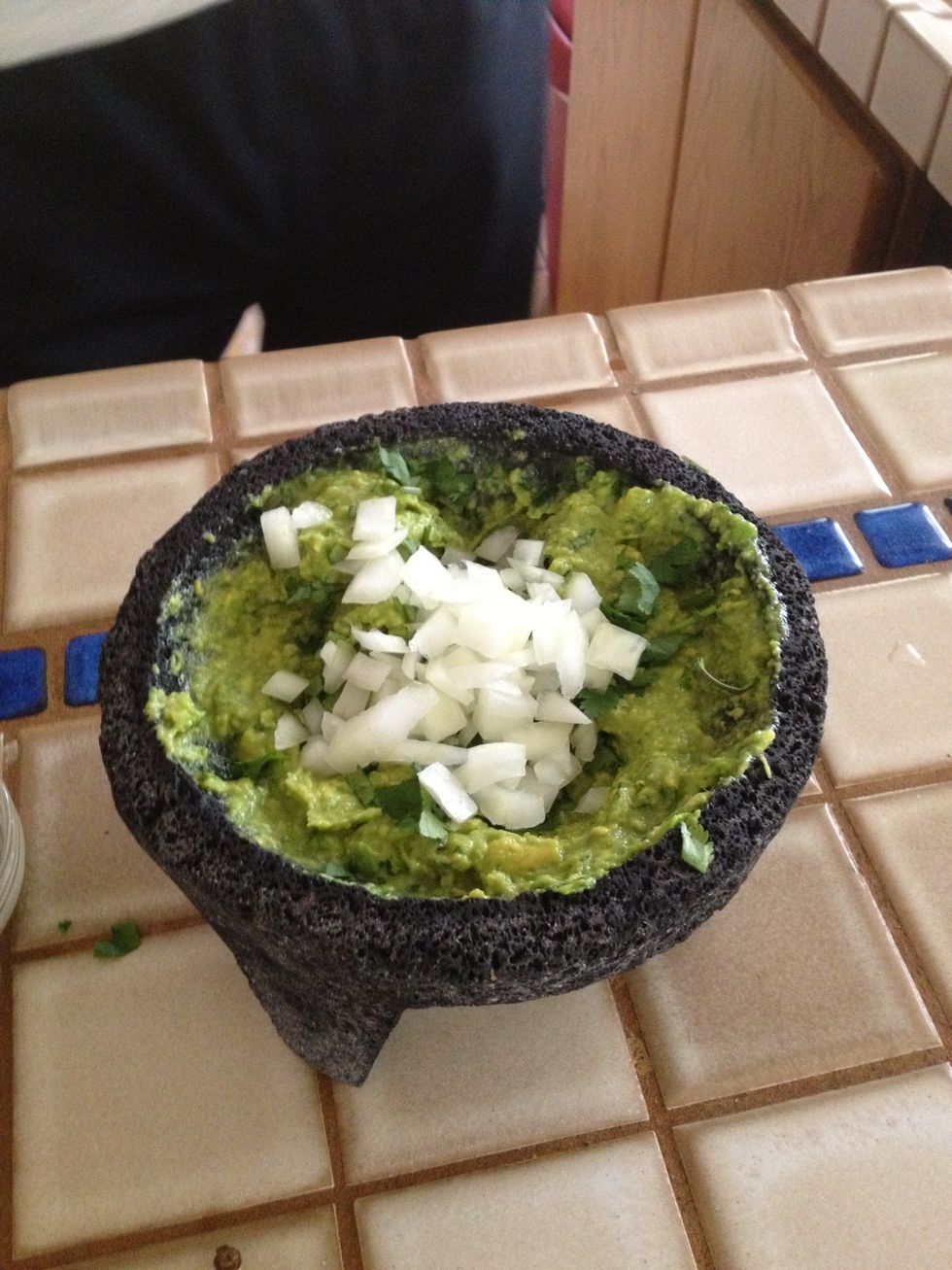 Add rest of cilantro and onions.