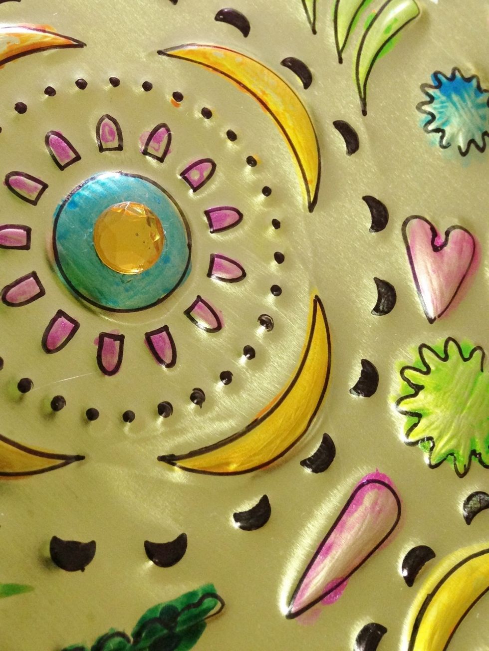 add rhinestones to the centers of the eyes.