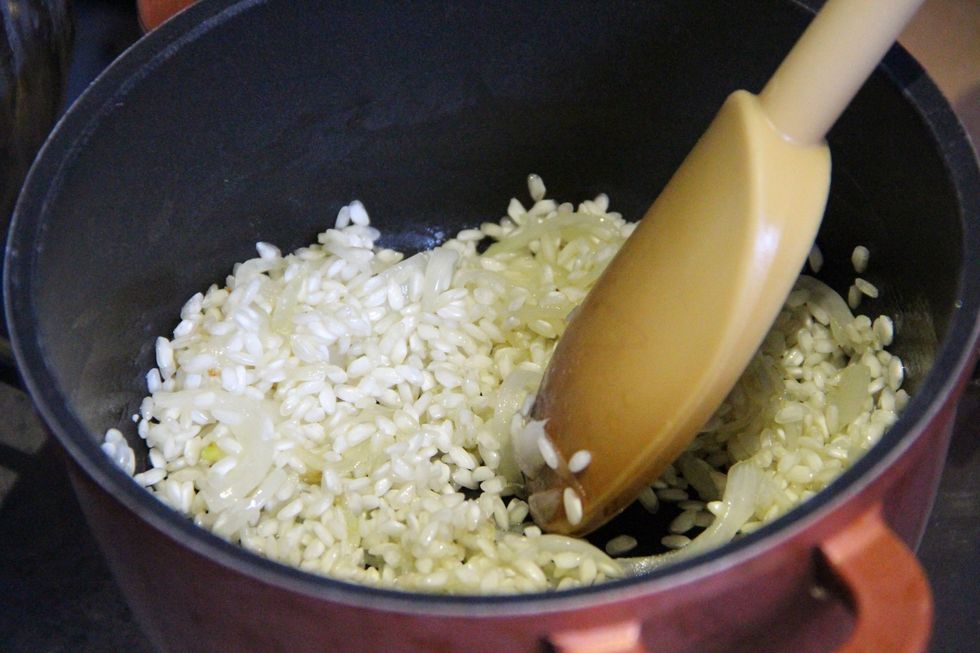 Add rice to pot