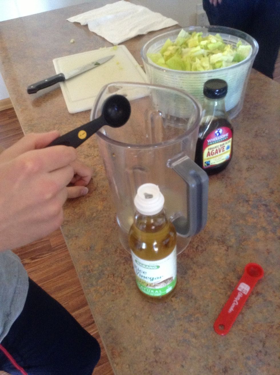 Add rice vinegar to blender.