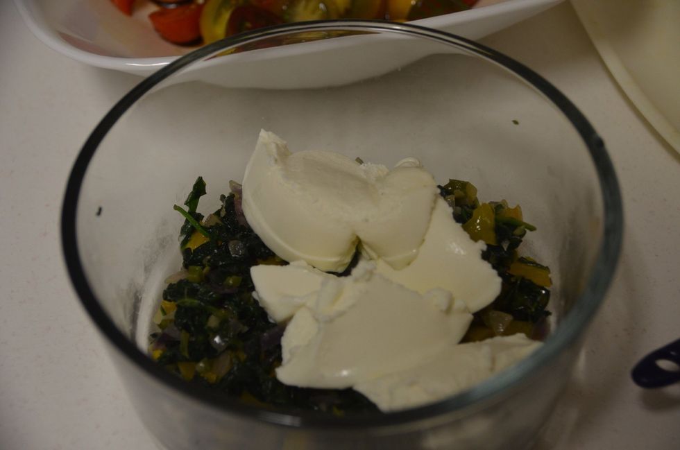 Add ricotta cheese and a little bit of salt.