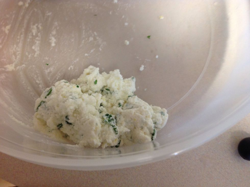 Add ricotta herb topping.