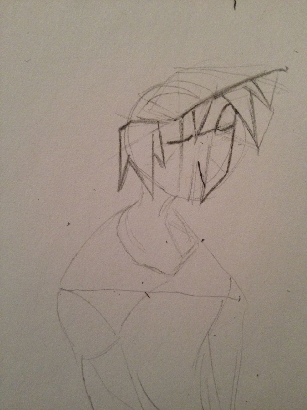 Add right side hair and closed eye