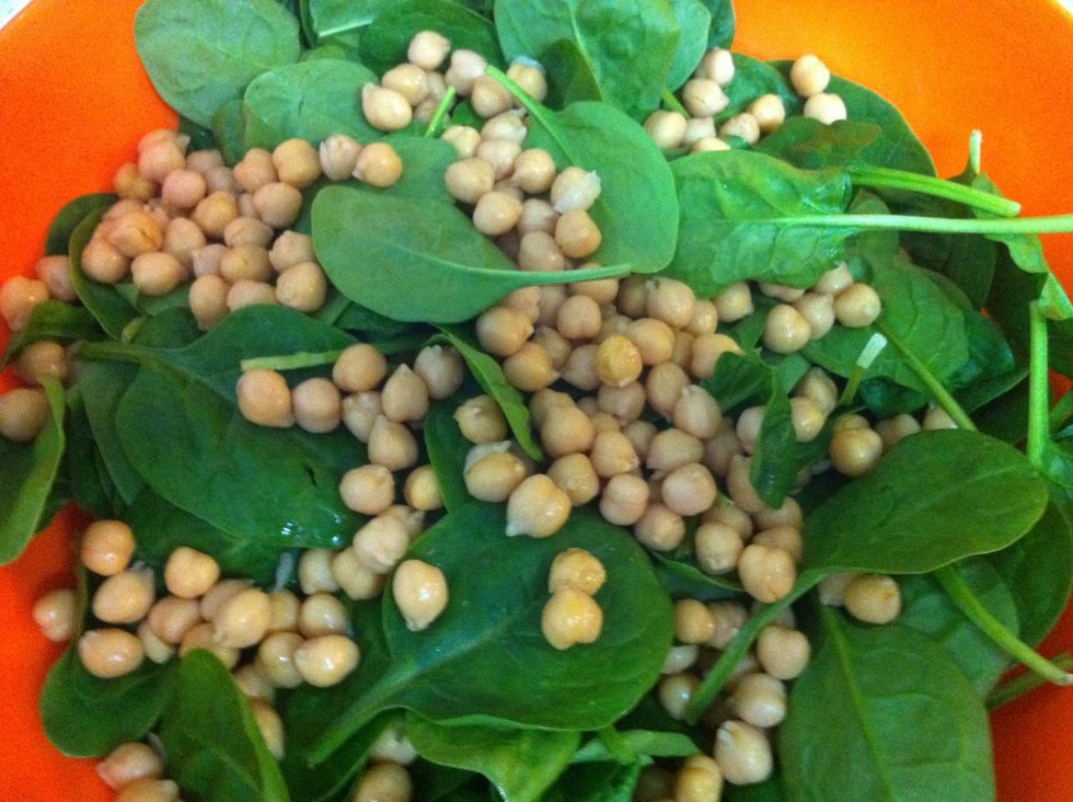 Add rinsed and drained chickpeas