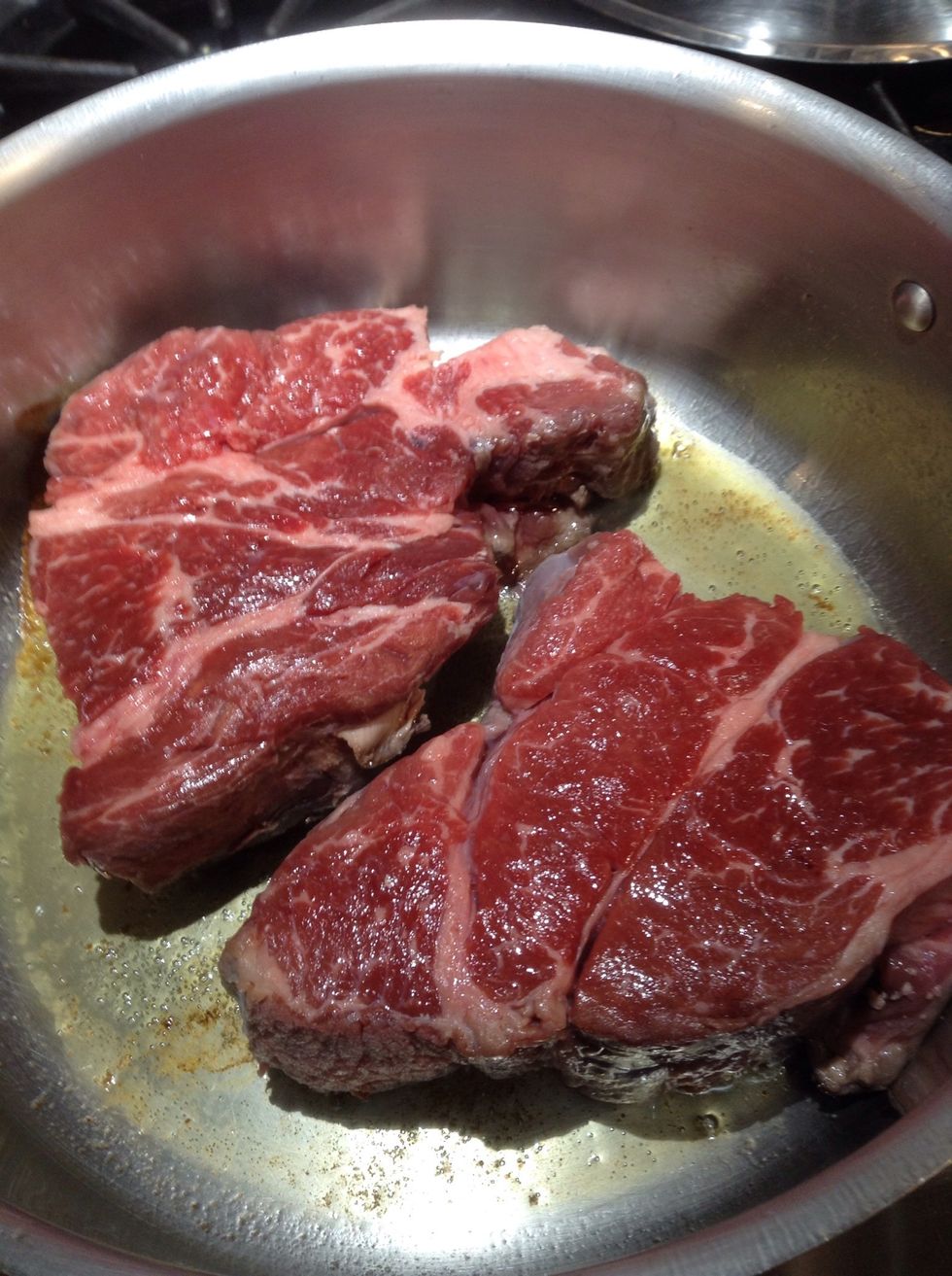 Add roast to hot pan and brown on all side about 5 min per side.
