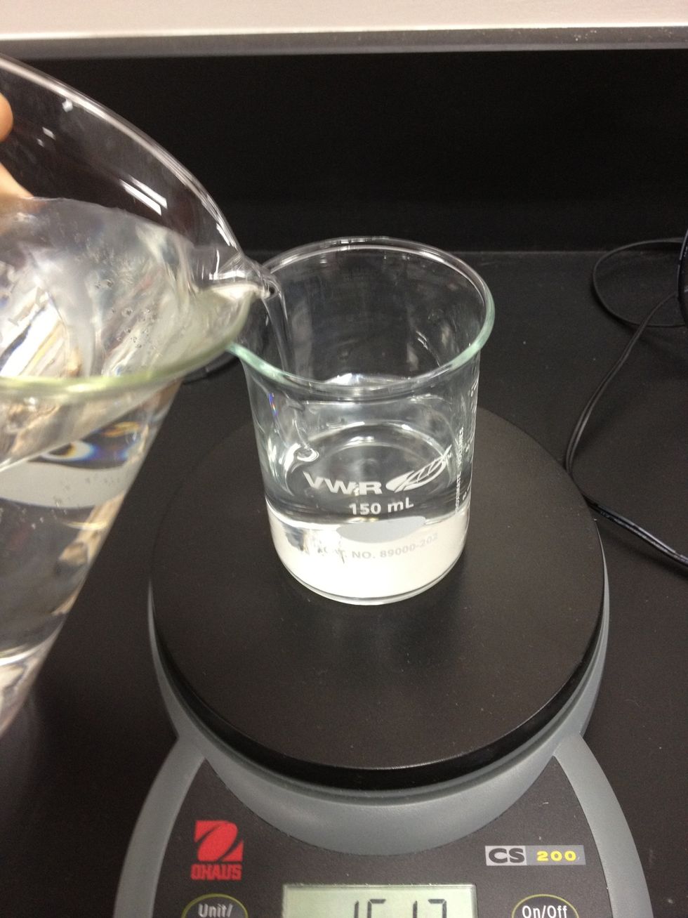 Add room temp water - enough to cover metal sample.