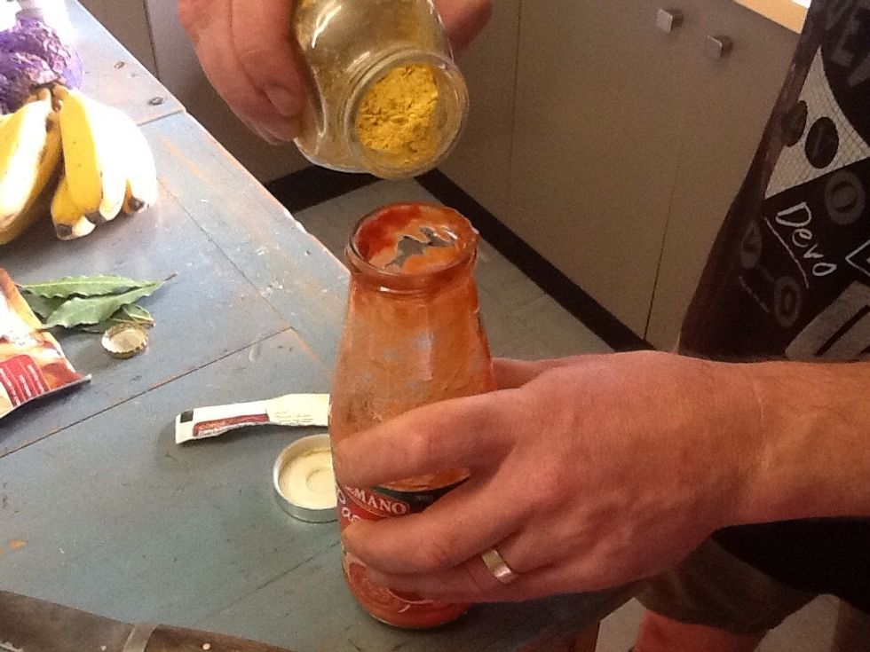 Add roughly 4 tea spoons of cumin into passata jar