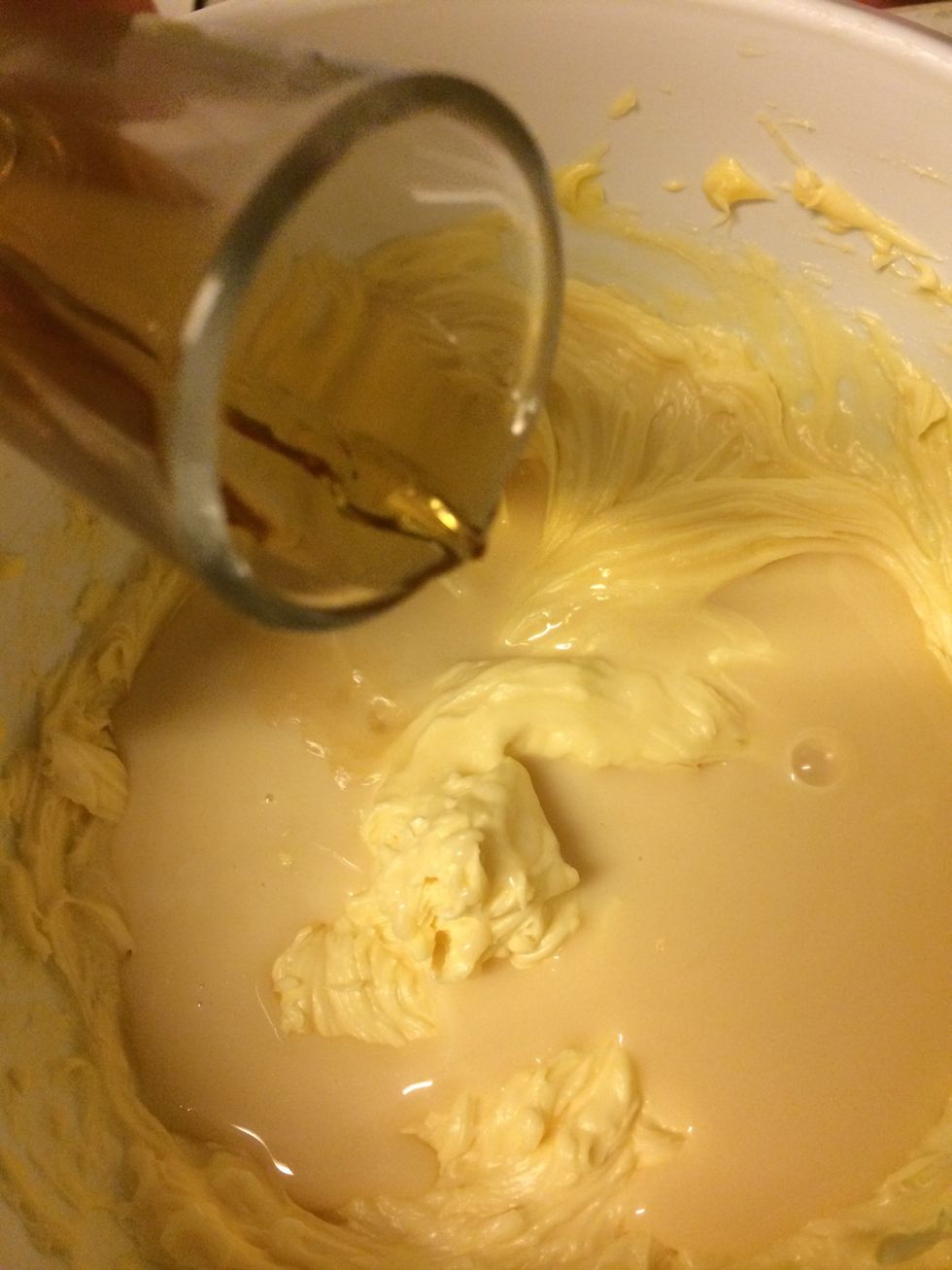 add rum and finish mixing all condensed milk