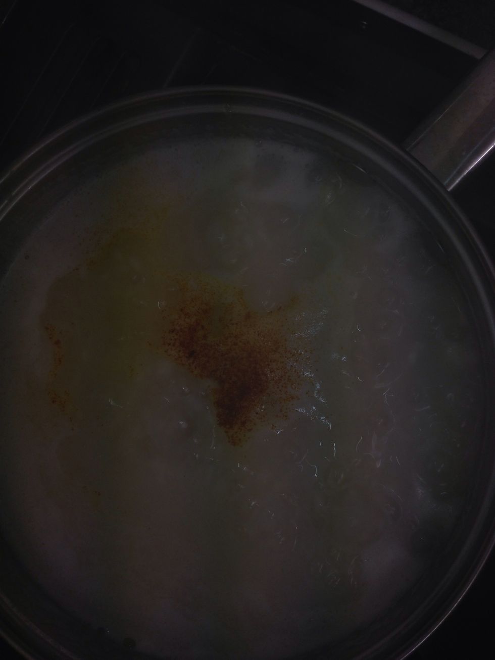 Add saffron to the cooked rice