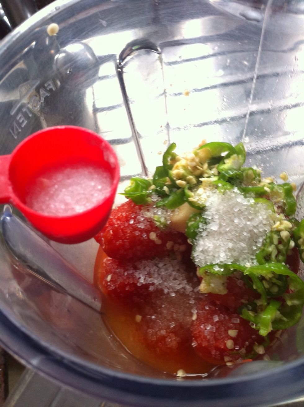 add salt almost 1 tsp we cannot exactly tell about quantity of spices as it varies because of size of tomatoes and final quantity and consistency