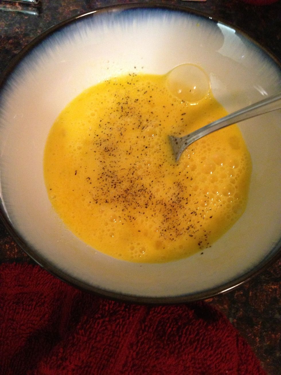 Add salt and black pepper I just sprinkle some