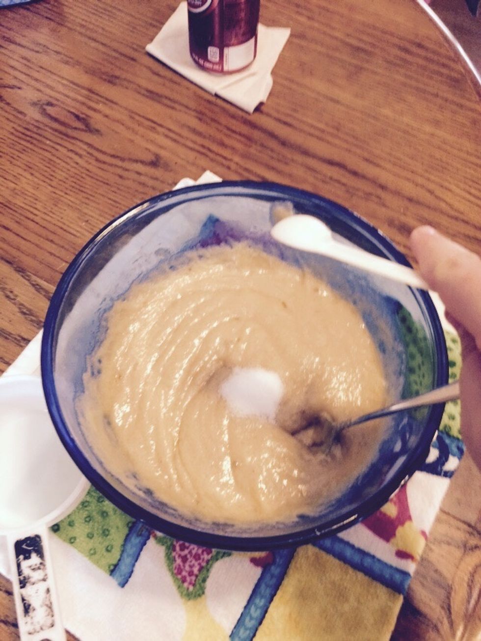 Add salt and mix in
