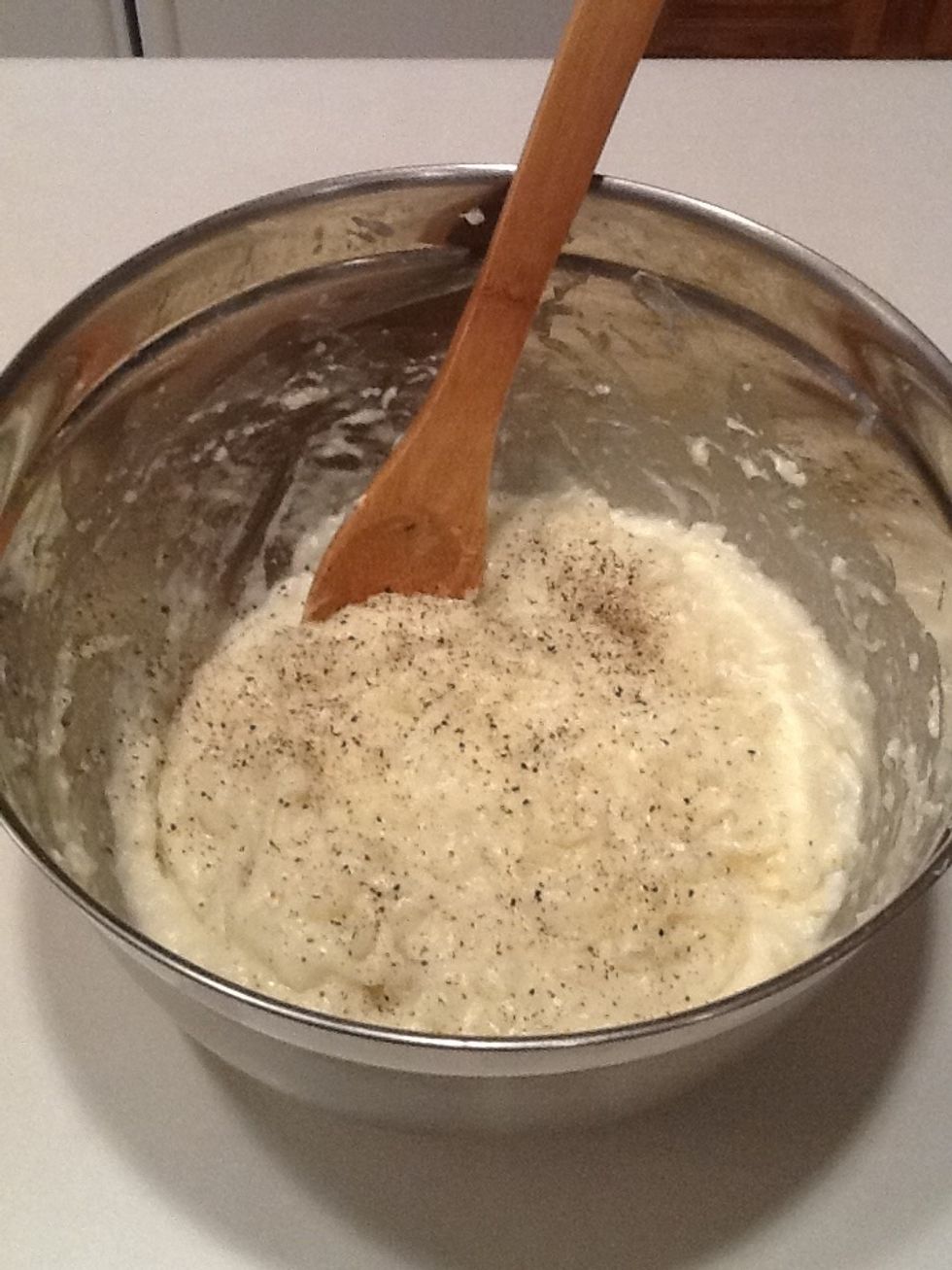 Add salt and pepper and stir.