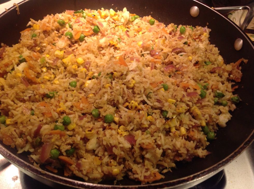 Add salt and pepper or other spices to taste. Yum! I planned to add egg to it at this point, but I thought it was delicious as is! If you want to add a little protein, add the scrambled egg or tofu.