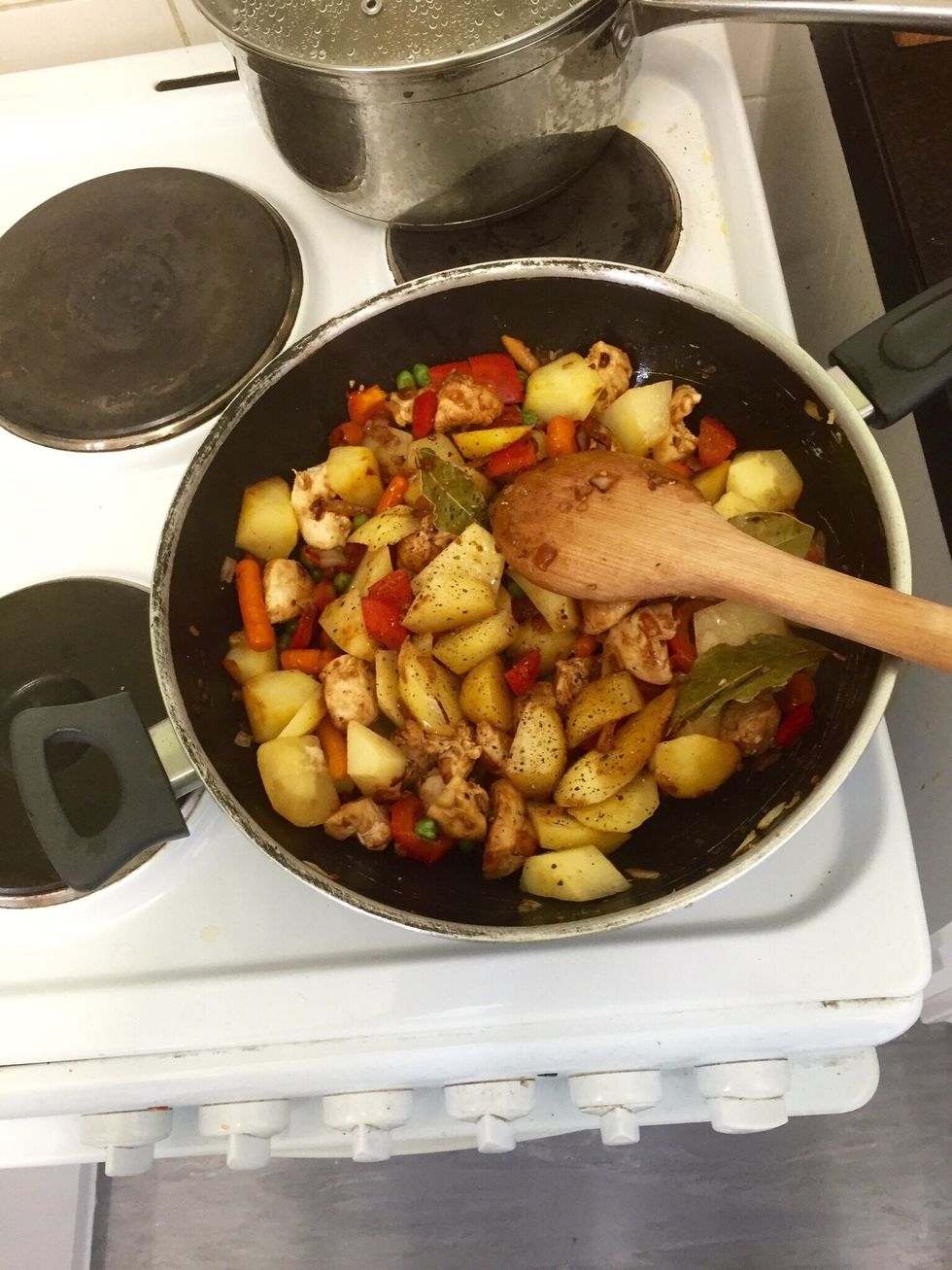 Add salt and pepper. You can always add more salt at the end