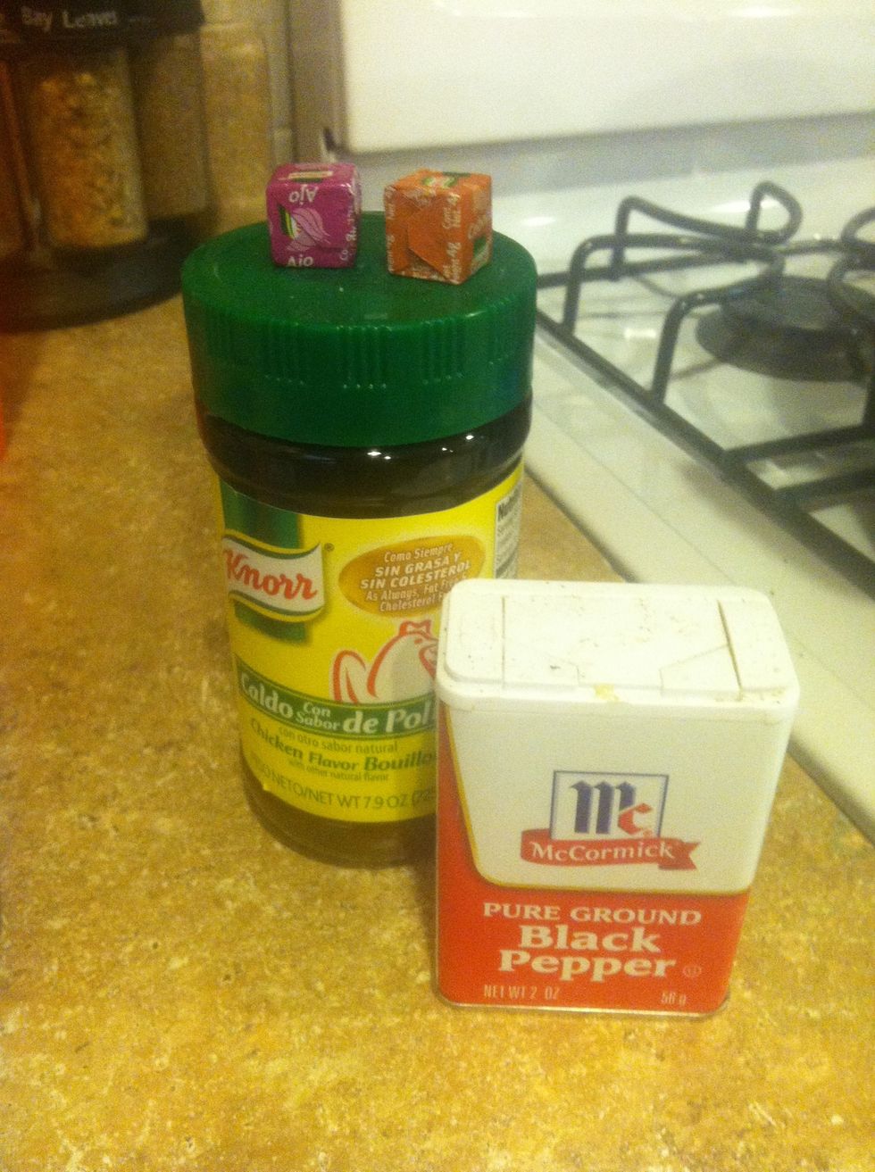 Add salt, pepper, and seasoning into pot.