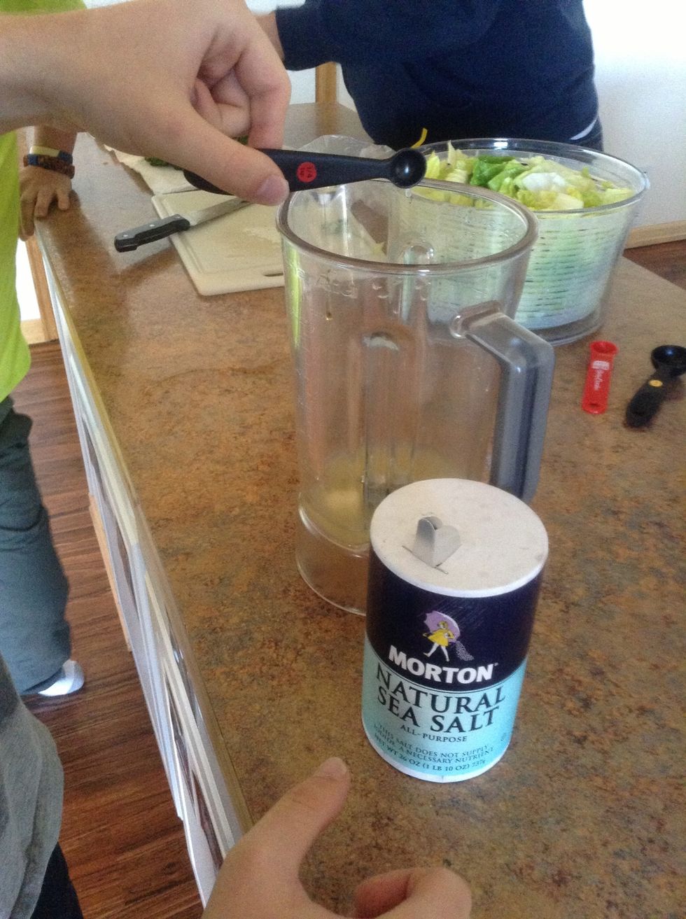 Add salt to blender.