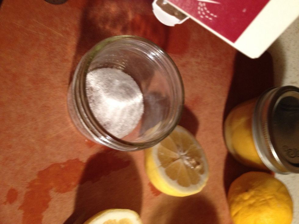 Add salt to cover the bottom of the jar. No need to measure the salt!